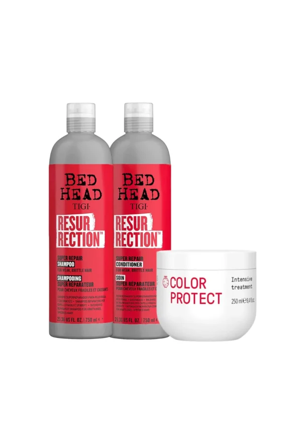 Resurrection Tripack 750ml Shampoo + Acondicionador + Mascarilla Cuidado Color TIGI Bed Head